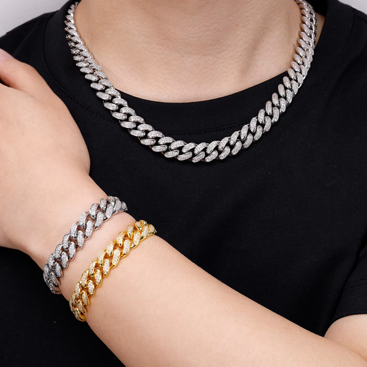 Ice Stone 12mm VVS Moissanite Cuban Chain Men