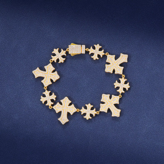 New Design 22mm VVS D Moissanite Diamond 925 Sterling Bracelet Fine Hip Hop Jewelry Cross Tennis Chain With Certificate