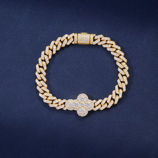 Hot Selling Luxury 8mm Cross Mossanite Bracelet Iced Out VVS Diamond Hip Hop Jewelry 925 Silver Cross Cuban Bracelet for Party