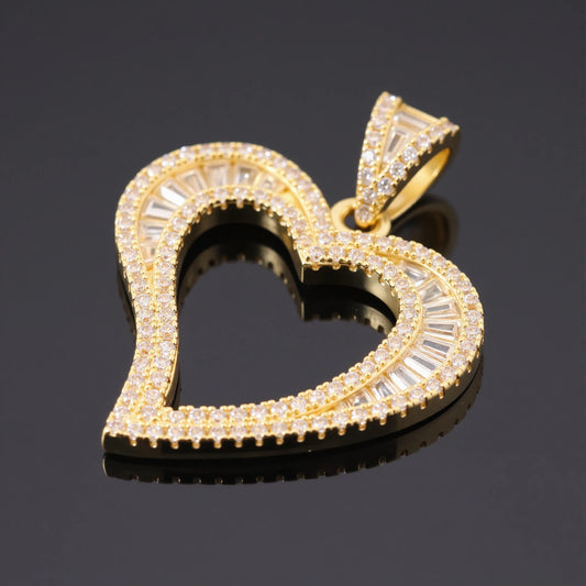 Ice Stone Women’s Mini Hollow Heart Bling Micro Pave Pendant