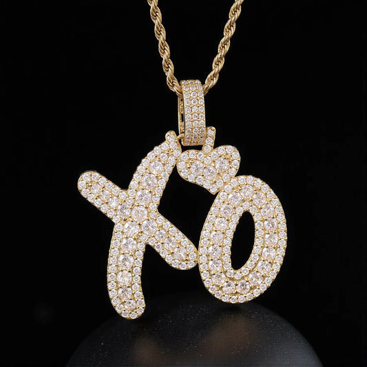 Ice Stone Hip Hop Rapper Bling XO Pendant 5A Zircon Necklace