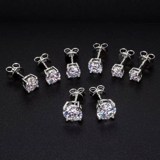 Ice Stone Moissanite Silver Stud Earrings for Women