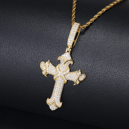 Ice Stone 2025 Iced Out 925 Silver Moissanite Cross Pendant