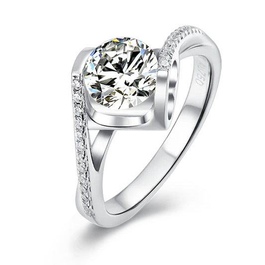 Jewelry Wholesale 14K White Gold One Carat Women's Queen Moissanite S925 Proposal Wedding Diamond Ring