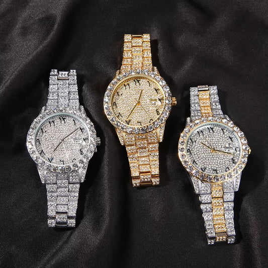 Ice Stone Luxury Bling Full Iced Out Diamond Quartz Watch