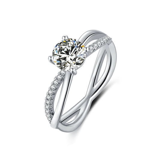 Tarnish Free Luxury Custom Jewelry Brilliant Cut 1.0ct VVS Moissanite Engagement Bridal Wedding Ring Jewelry