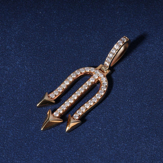 Fashion Mens Hip Hop Jewelry 925 Sterling Silver VVS Moissanite Diamond Necklace Hot Selling Iced Out Trident Pendant