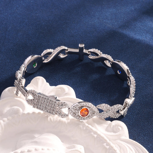 Fashion VVS D Moissanite Luxury Bracelet 925 Silver Infinity Cross Evil Eyes Bracelet Necklace Sparking Solid Jewelry