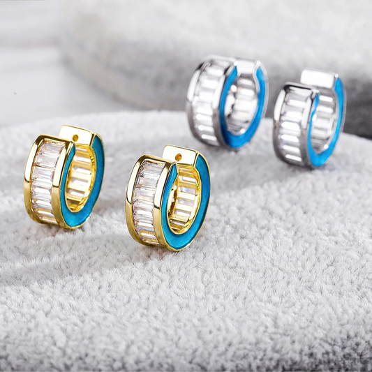 Ice Stone Fashion Iced Out Diamond 18K Gold Twisted Earrings