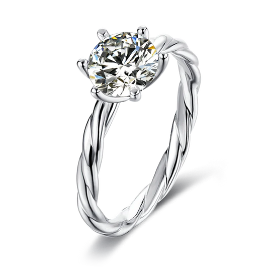 14K White Gold Diamond Rings DEF 6.5mm Round Cut Center Stones 1.0ct Moissanite Marriage Ring Women Engagement