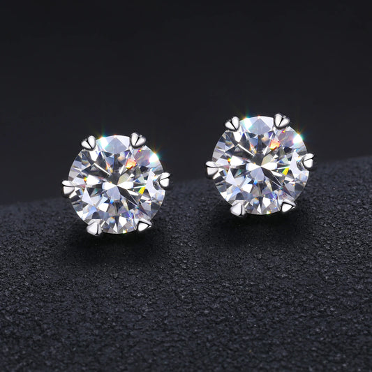 Pass Diamond Tester Six Claw Moissanite Stud 925 Sterling Silver Fine Jewelry Earrings Valentines Day Gift Earrings Women