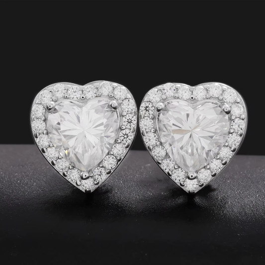 Ice Stone Iced Out VVS Moissanite Heart Earrings