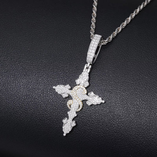 Ice Stone Wholesale 925 Sterling Silver Moissanite Diamond Iced Cross Pendant