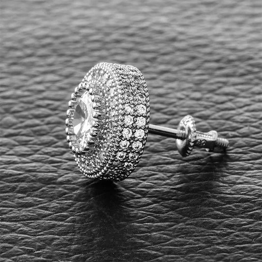 Ice Stone 18K Gold Rose Lantern Stud Earrings Valentine Gift