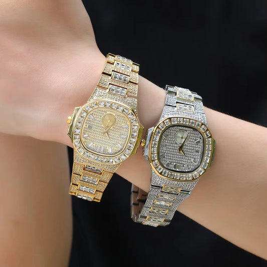 Ice Stone Hot Sale Square Zircon Hip Hop Quartz Watch