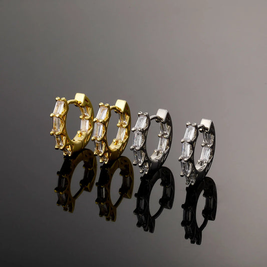 Ice Stone 14K Gold Plated 5A Zircon Hollow Circle Studs