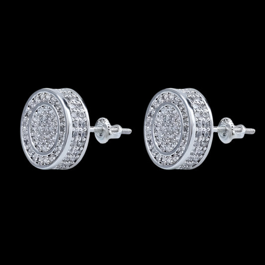 Ice Stone Hip Hop Shining Round CZ Gold Silver Stud Earrings