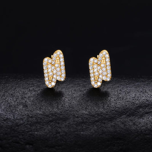Ice Stone Stylish Men’s VVS D Moissanite Lightning Stud Earrings 925