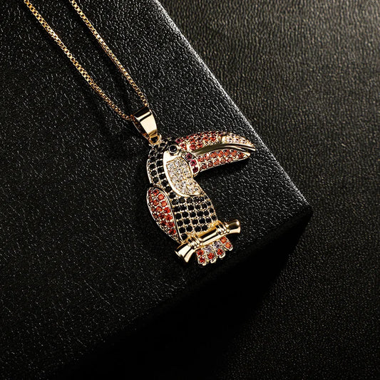 2022 TOP ICY iced out woodpecker design pendant mix color bling bling luxury party hip hop pendant necklace Jewelry Accessories
