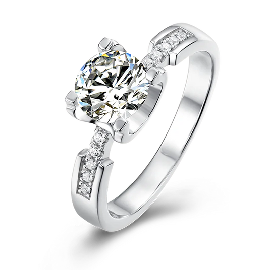 14K White Gold Moissanite Finger Ring Solid Wedding Band Heart Cut Moissanite Ring