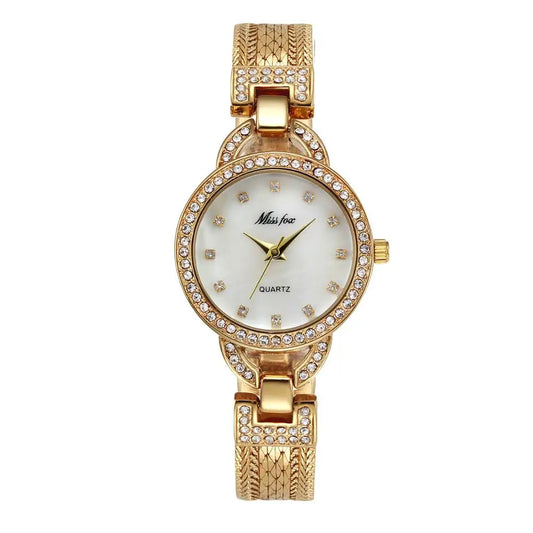 Ice Stone Small Pearl Shell Gold Luxury Women’s Watch