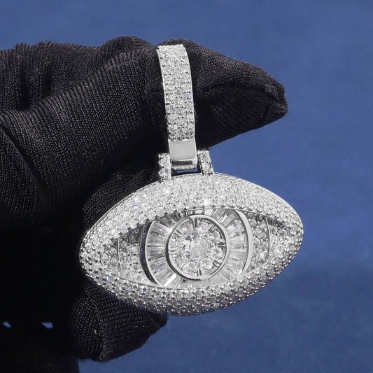 New Trendy Jewelry Baguette Eye Pendant Necklace Iced Out 5A CZ Pendant Jewelry Fashion Eye Brass for Gift Party