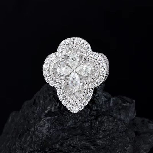 Ice Stone Iced Out Pear Cut Moissanite Ring
