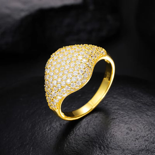 Top Icy Trendy Fashion Engagement Jewelry Gold Plated 925 Sterling Silver VVS Moissanite Diamond Ring Men Women