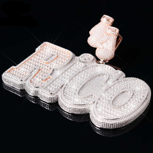 Hot Sale Hip Hop Custom VVS D Moissanite Custom Jewelry 925 Sterling Silver Bling Bling Name Pendant Necklace for Gift Party