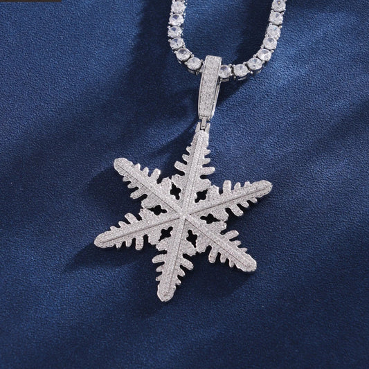Fashion Snow Shape Pendant VVS D Moissanite 925 Silver Pendant Jewelry Sparkling Iced Out Hip Hop Pendant Necklace