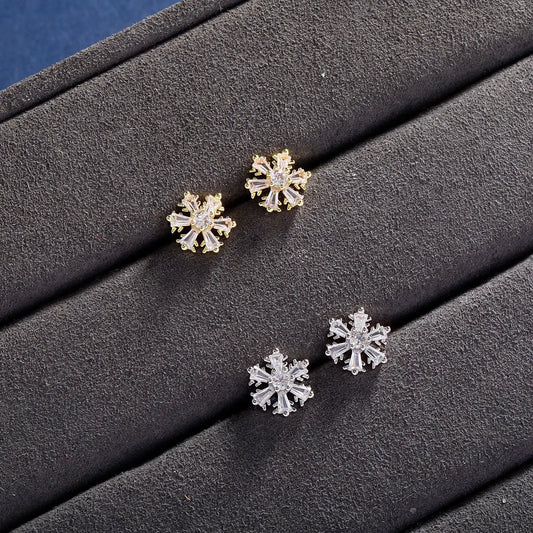 Ice Stone Wholesale Snowflake Stud Earrings Simple Fashion Women Jewelry