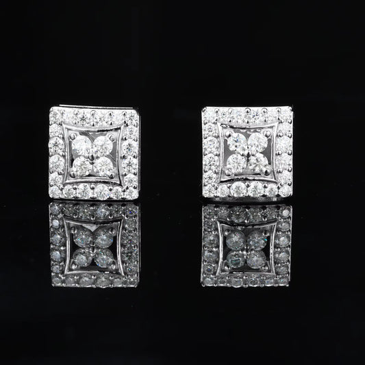 High Quality Fashion Jewelry Women New Arrival 925 Sterling Silver Square Stud Earrings VVS D Moissanite Diamond Earrings