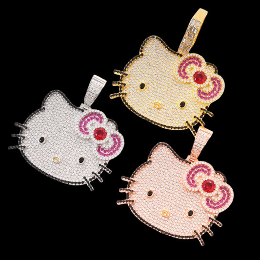 Ice Stone Fashion Women’s Cute Hello Kitty Iced Out Necklace