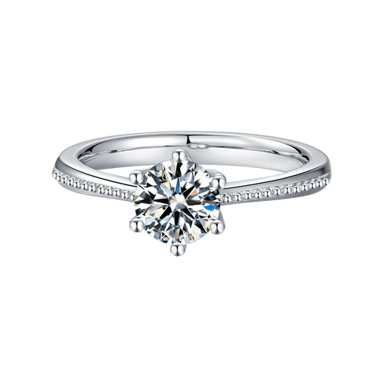 Handmade Wedding Band Classic Design Jewelry 14k White Gold Engagement Moissanite Stone Ring