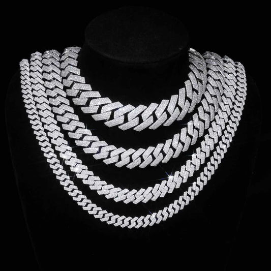 Hip Hop Fashion VVS D Moissanite Chain Iced Out 925 Sterling Silver 6mm-18mm Moissanite Cuban Bracelet Necklace Jewelry