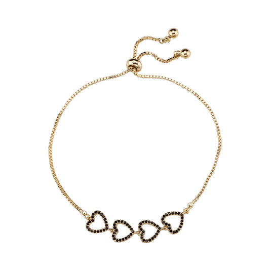 Ice Stone Simple Mix Match 14K Gold Plated Heart Bracelet