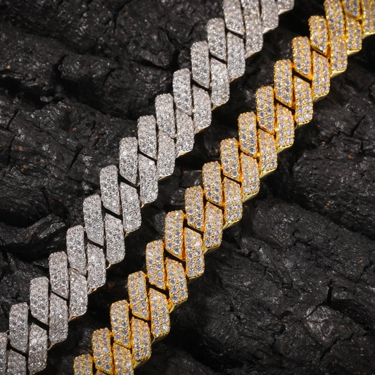 Ice Stone Pink Silver Rose Gold Cuban Chain