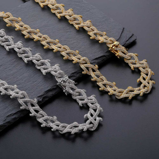 Ice Stone 18mm Gold Plated Miami Cuban Chain