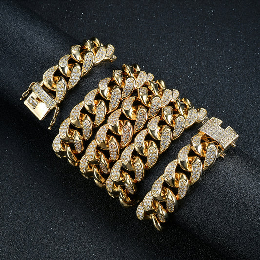 Ice Stone 18k Gold Cuban Link Chain