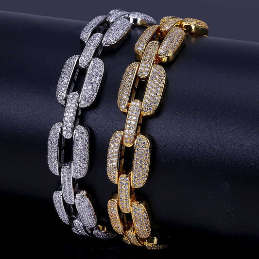Ice Stone Wide Flat Iced Out Bracelet Men