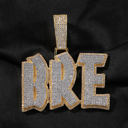 Ice Stone Two Tone Iced Out Custom Pendant Necklace