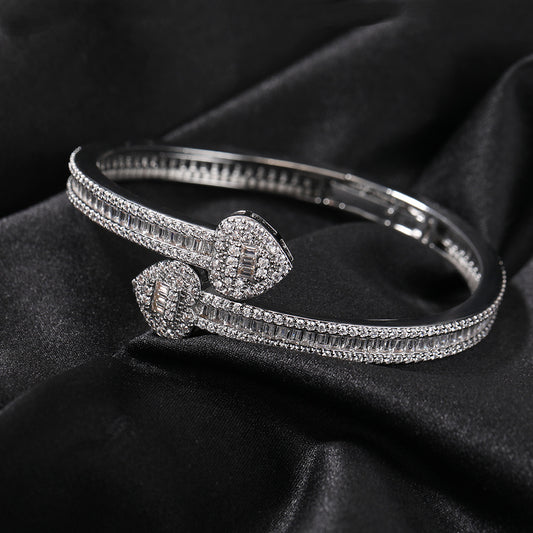 Ice Stone Iced Out Baguette Diamond Heart Bracelet