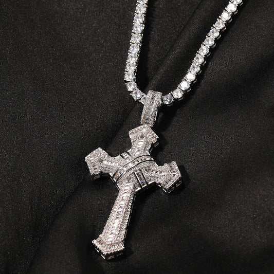 Ice Stone White Gold Plated Iced Cross