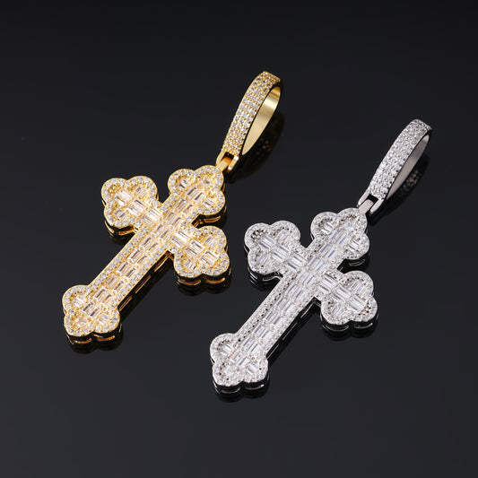 Ice Stone Micro Pave Iced Out CZ Cross Necklace