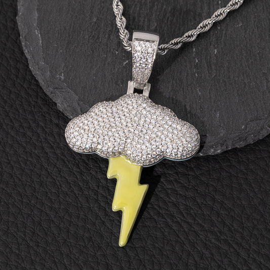 Ice Stone Luminous Lightning Bolt Pendant Necklace