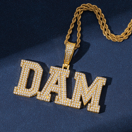 Ice Stone Double Layer Baguette Name Necklace