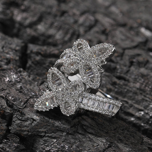Ice Stone Adjustable Butterfly Iced Out CZ Ring