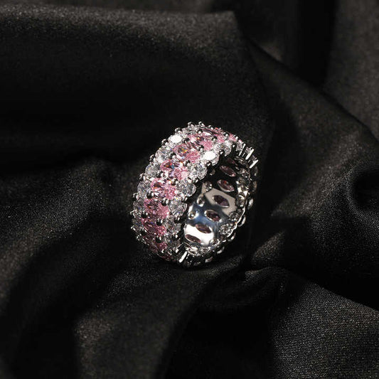 Ice Stone 3-Row Full Diamond Hip Hop Ring