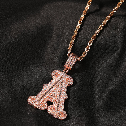 Ice Stone Gold Plated CZ Letter Necklace