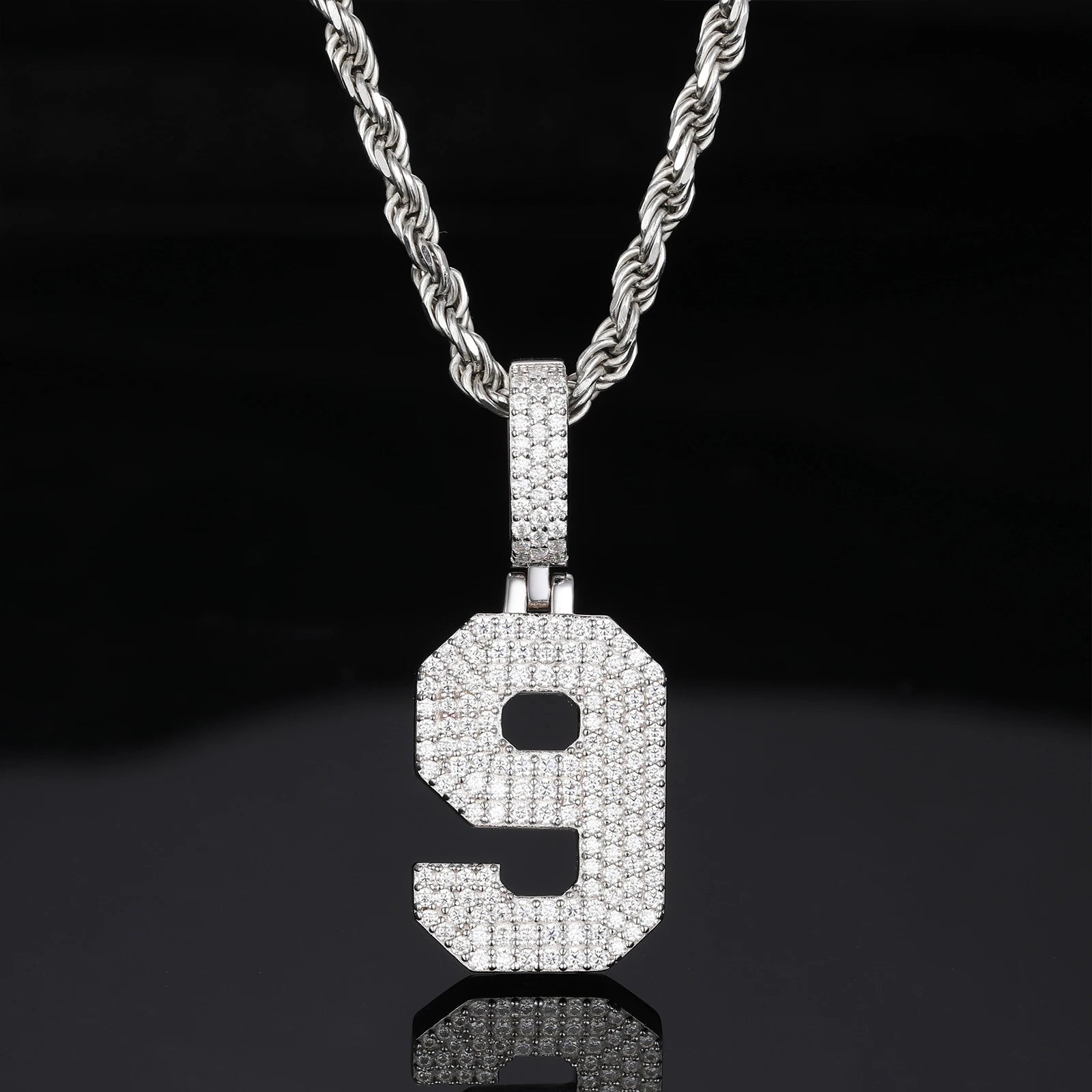 Ice Stone Moissanite Lucky Number Diamond Pendant Necklace